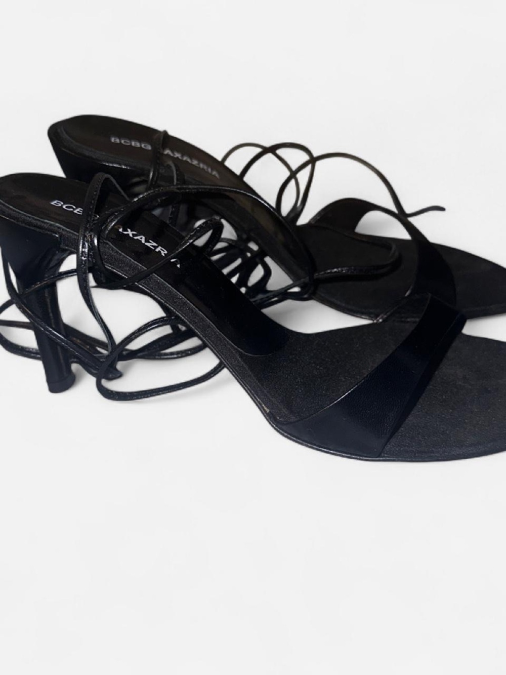 BCBGMaxAzria Black Strappy Lace-Up Heels